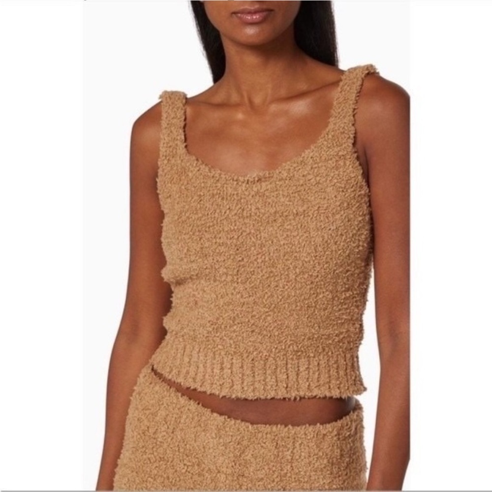 SKIMS Sherpa Teddy Bear Cozy Knit Tank Top Tan Brown